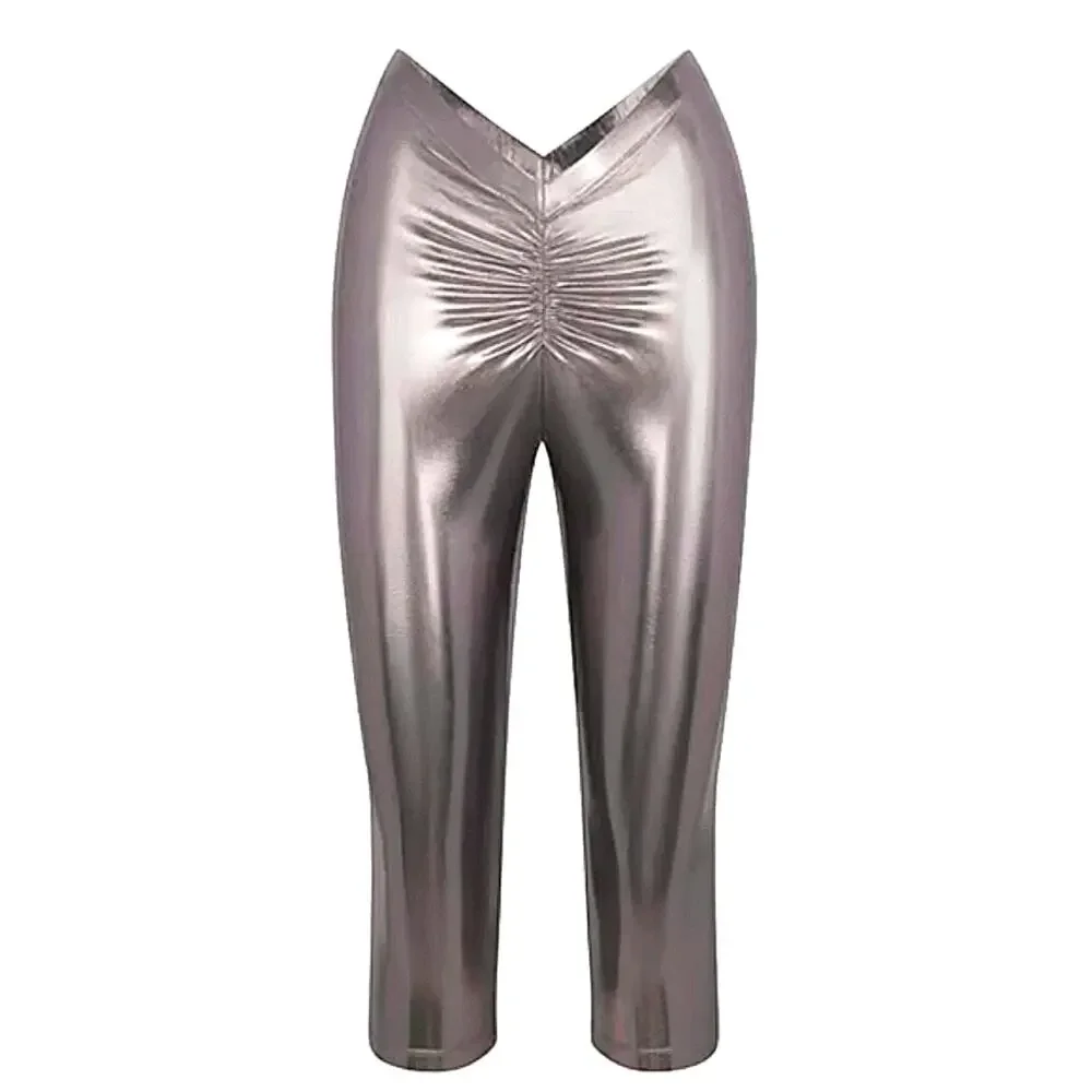 Skims Metallic Swim V Waist Pant Carbon XXS